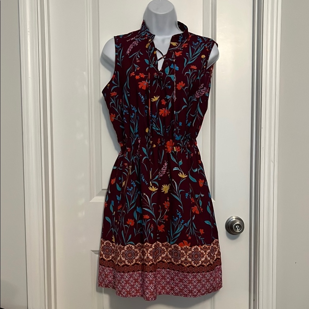 Speed Control Floral Mini Dress - Red and Blue